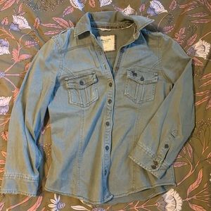 Military green button up shirt